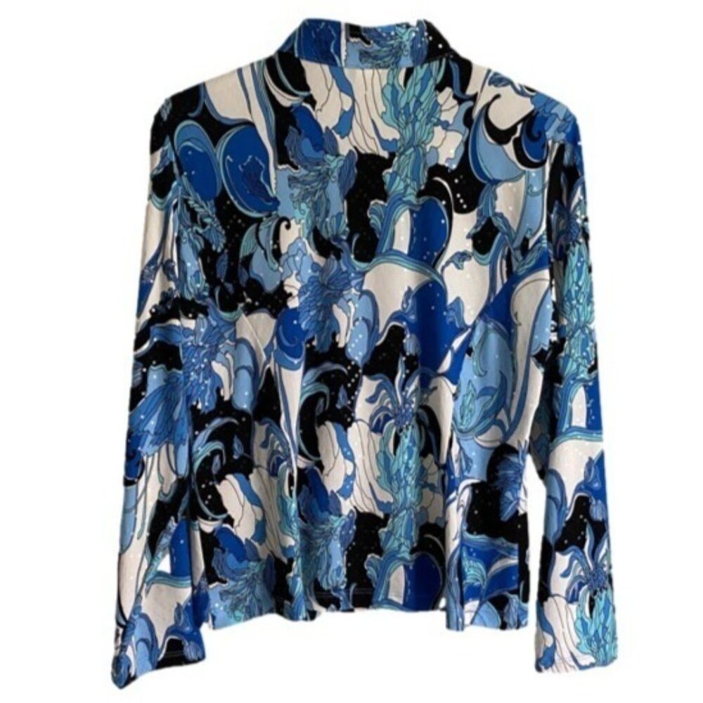 MSK Full Zip Lightweight Jacket Blue White Black with Sequins Large NEW NWT - Picture 7 of 15